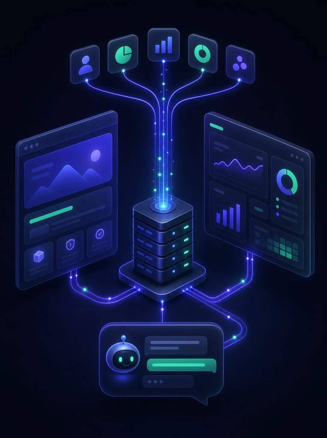 As peças da Máquina Core conectadas